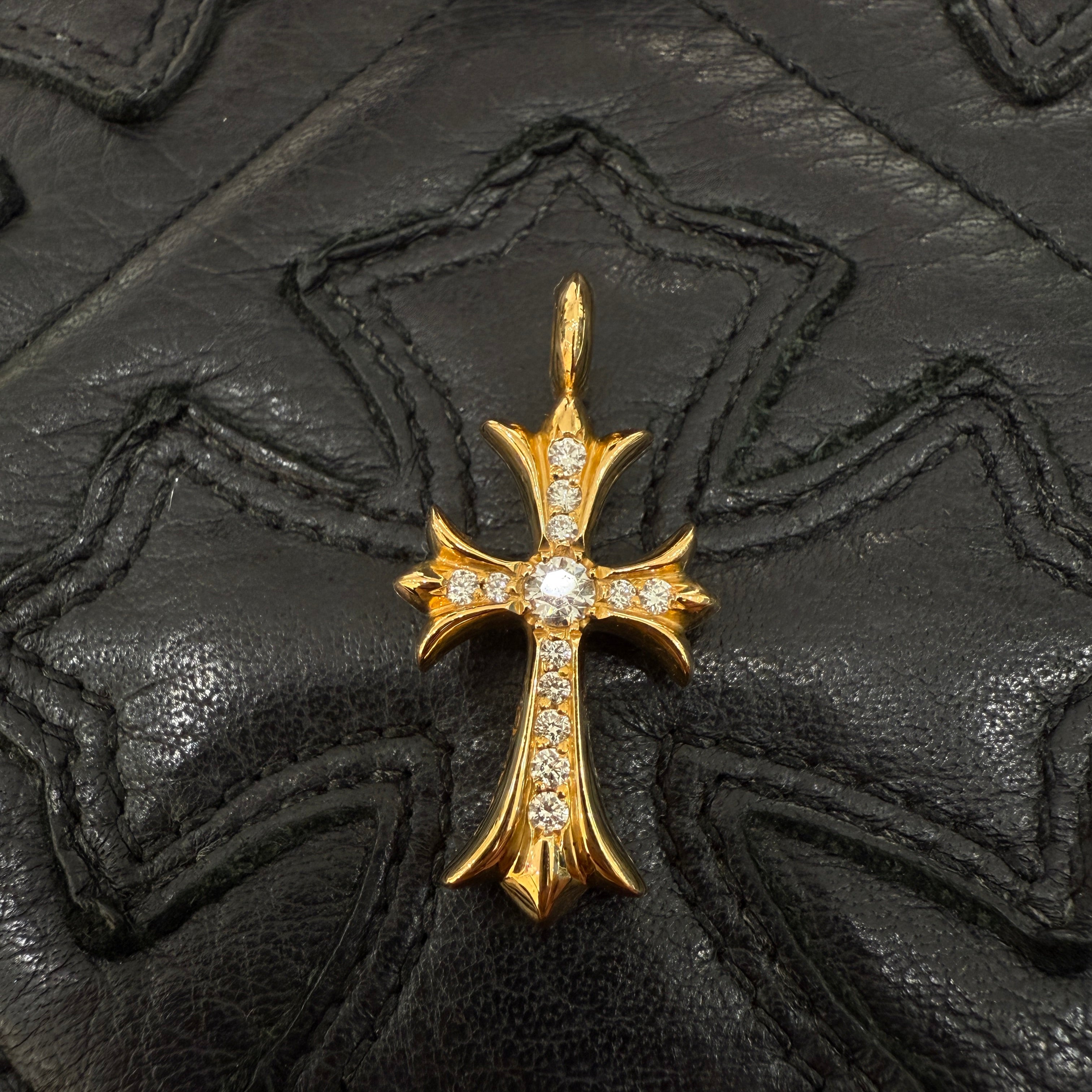 CHROME HEARTS 22K Tiny Fat Cross Pave Diamond Pendant Top クロムハーツ 22K タイニーファットクロス パヴェダイヤモンド ペンダントトップ